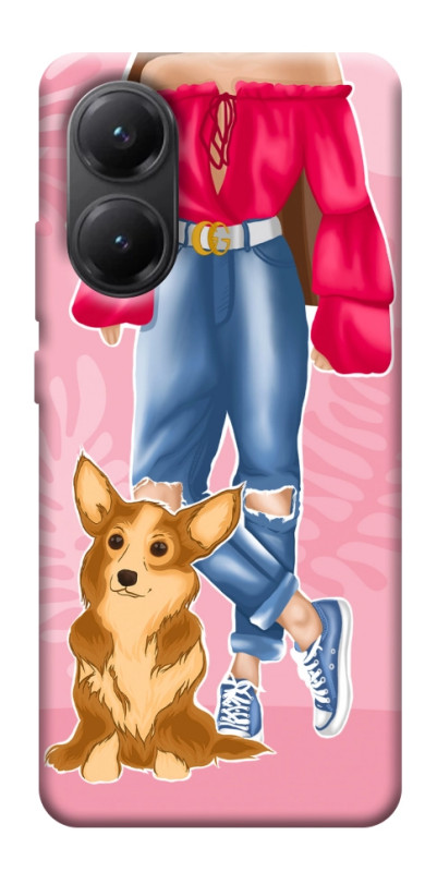 Чехол itsPrint Girl and corgi для Xiaomi Poco X7 Pro, lifestyle, купить оптом с доставкой