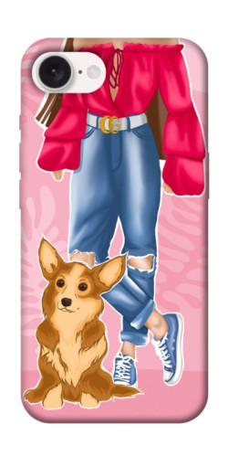 Чохол itsPrint Girl and corgi для Apple iPhone 16e (6.1")