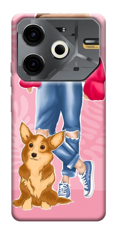 Чехол itsPrint Girl and corgi для TECNO Pova 6 Neo (LI6), lifestyle, купить оптом с доставкой