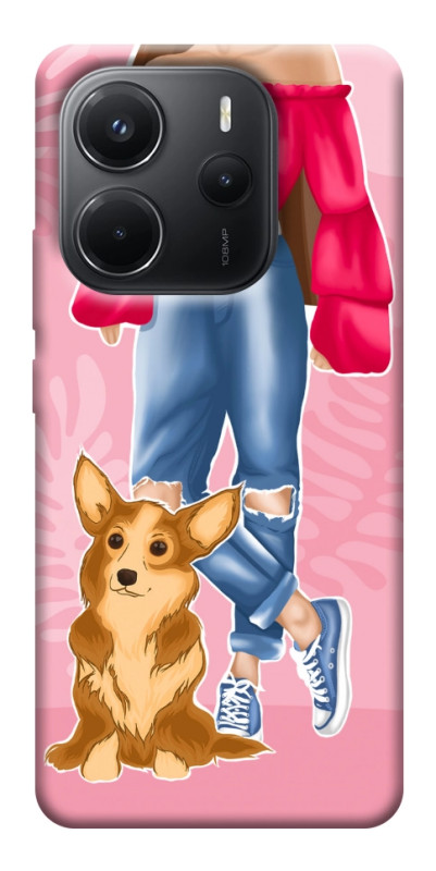 Чехол itsPrint Girl and corgi для Xiaomi Redmi Note 14 4G (Europe version), lifestyle, купить оптом с доставкой