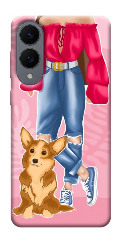 Чехол itsPrint Girl and corgi для Samsung Galaxy S25 Edge, lifestyle, купить оптом с доставкой