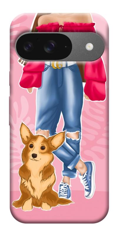 Чехол itsPrint Girl and corgi для Google Pixel 10, lifestyle, купить оптом с доставкой