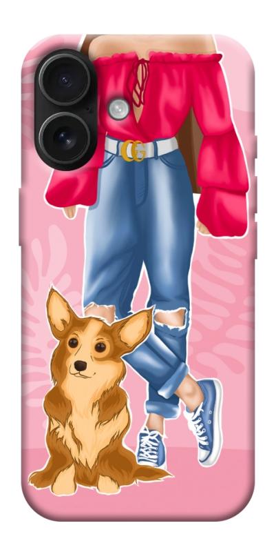 Чохол itsPrint Girl and corgi для Apple iPhone 17 (6.3"), тварини, купити оптом з доставкою