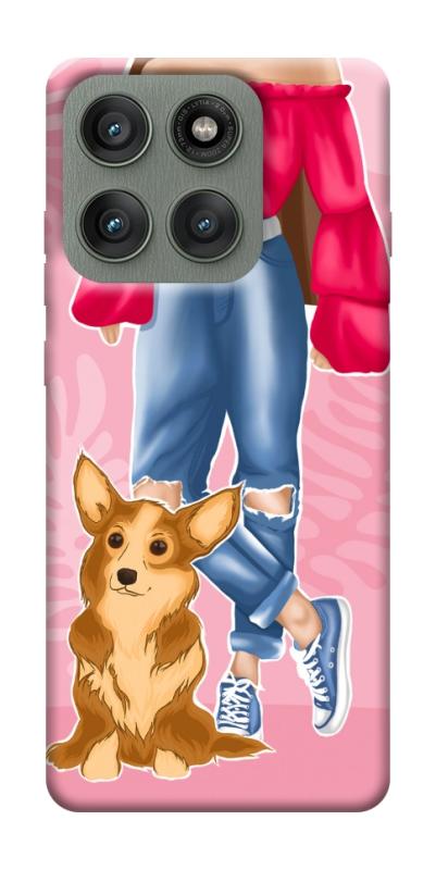 Чехол itsPrint Girl and corgi для Motorola Edge 60 Pro, lifestyle, купить оптом с доставкой