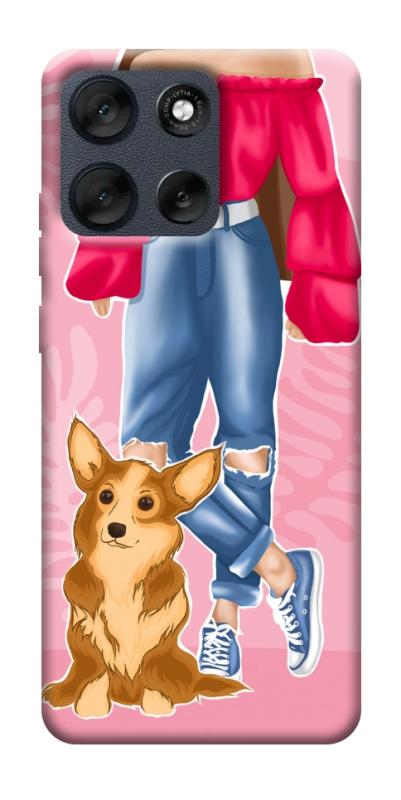 Чехол itsPrint Girl and corgi для Motorola Moto G56 5G, lifestyle, купить оптом с доставкой