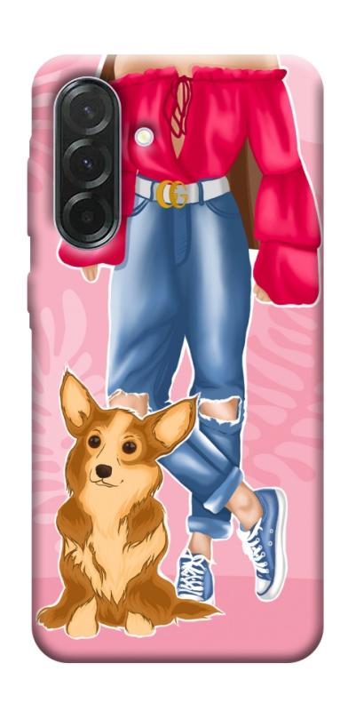 Чехол itsPrint Girl and corgi для Samsung Galaxy A37 5G, lifestyle, купить оптом с доставкой