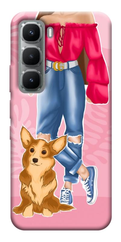 Чехол itsPrint Girl and corgi для Infinix Hot 60i, lifestyle, купить оптом с доставкой