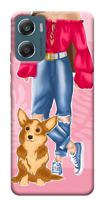 Чехол itsPrint Girl and corgi для Motorola Moto G06, lifestyle, купить оптом с доставкой