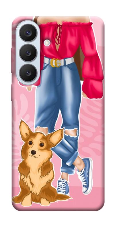 Чохол itsPrint Girl and corgi для Samsung Galaxy S26+, тварини, купити оптом з доставкою