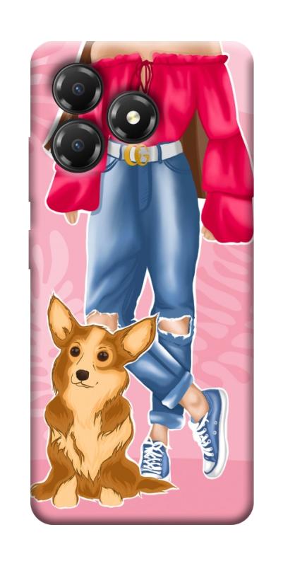 Чохол itsPrint Girl and corgi для ZTE Blade A36, lifestyle, купити оптом з доставкою