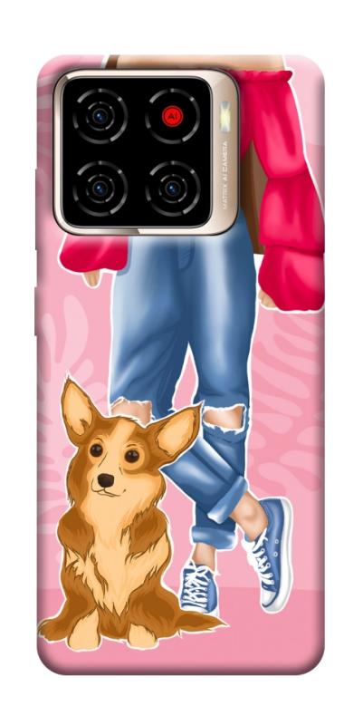 Чехол itsPrint Girl and corgi для ZTE Blade A56, lifestyle, купить оптом с доставкой