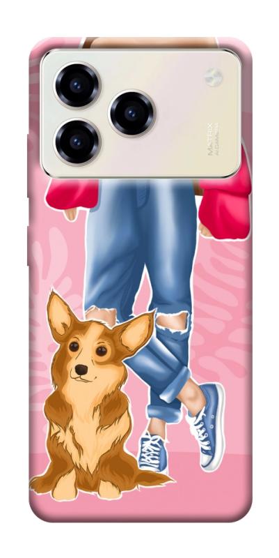 Чехол itsPrint Girl and corgi для ZTE Blade A76, lifestyle, купить оптом с доставкой