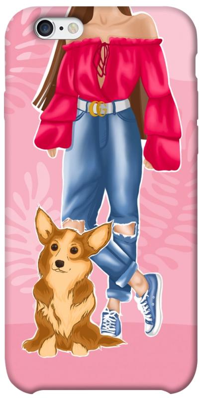 Чохол itsPrint Girl and corgi для Apple iPhone 6/6s (4.7"), тварини, купити оптом з доставкою