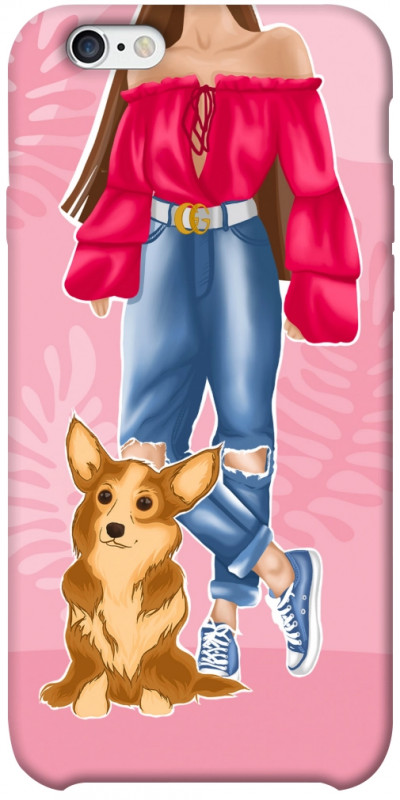 Чехол itsPrint Girl and corgi для Apple iPhone 6/6s plus (5.5"), lifestyle, купить оптом с доставкой