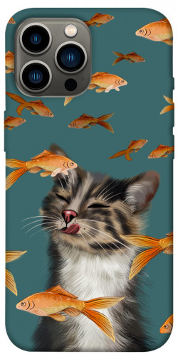 Чехол itsPrint Cat with fish для Apple iPhone 12 Pro Max (6.7")
