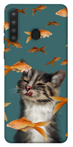 Чехол itsPrint Cat with fish для Samsung Galaxy A21