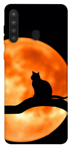 Чехол itsPrint Кот на фоне луны для Samsung Galaxy A21