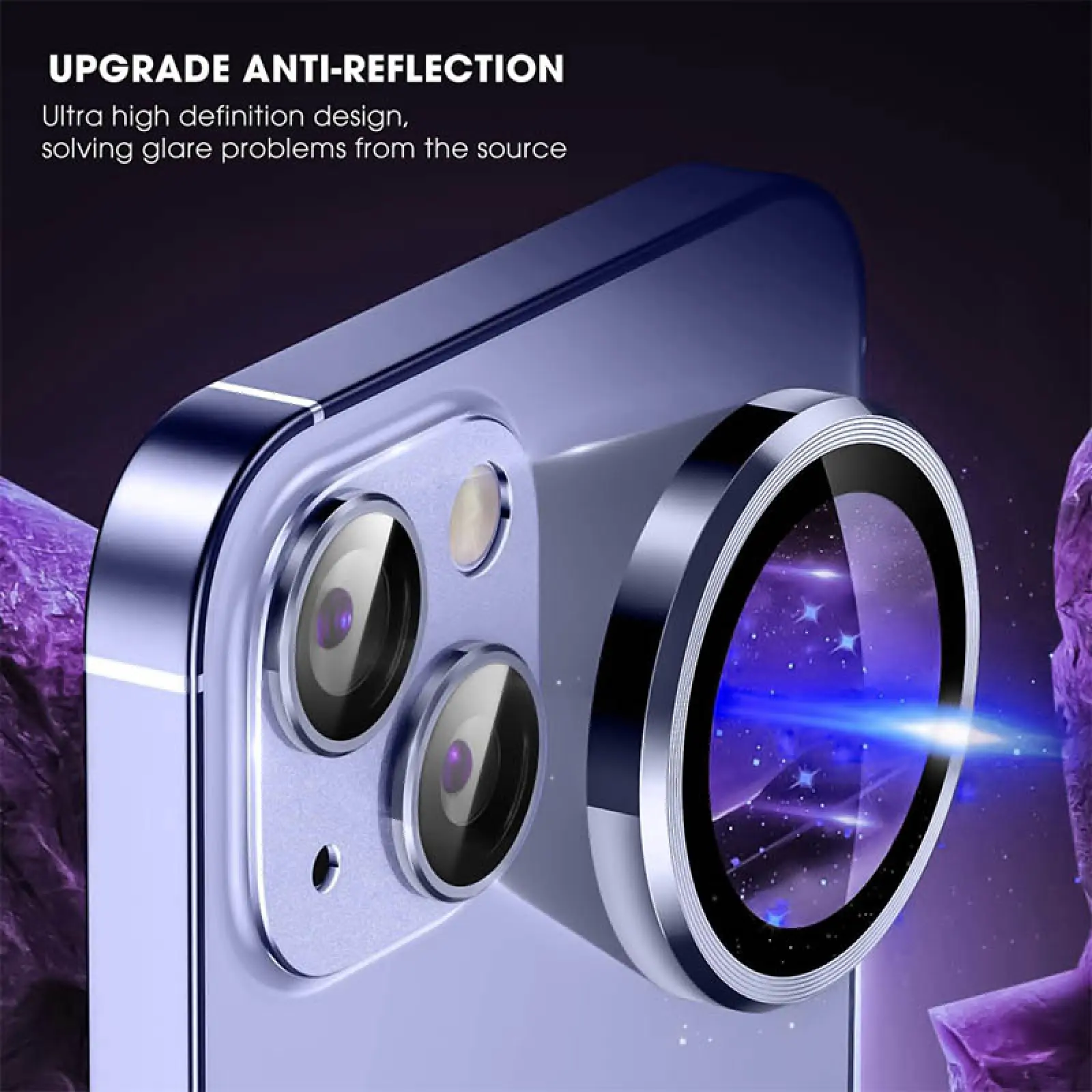 Защитное стекло Metal Classic на камеру (в упак.) для Apple iPhone 14 (6.1") / 14 Plus (6.7"), Голубой / Light Blue 2, Закаленное стекло, купить оптом с доставкой