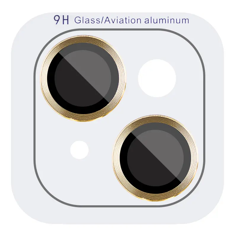 Защитное стекло Metal Classic на камеру (в упак.) для Apple iPhone 14 (6.1") / 14 Plus (6.7"), Золотой / Gold, Закаленное стекло, купить оптом с доставкой