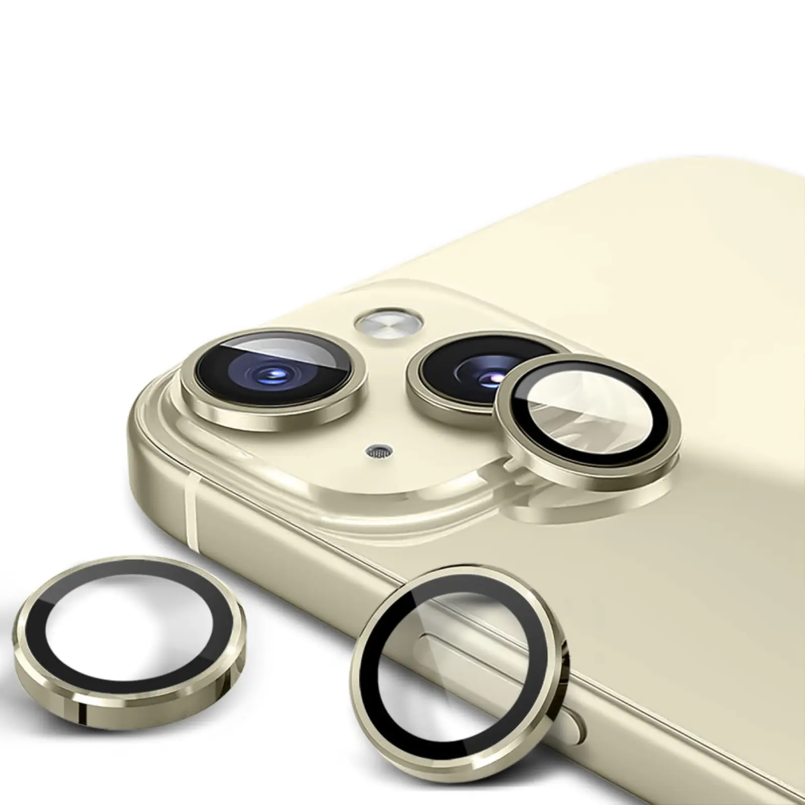 Защитное стекло Metal Classic на камеру (в упак.) для Apple iPhone 14 (6.1") / 14 Plus (6.7"), Золотой / Gold 3, Закаленное стекло, купить оптом с доставкой