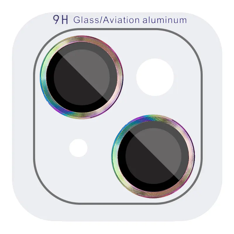 Защитное стекло Metal Classic на камеру (в упак.) для Apple iPhone 14 (6.1") / 14 Plus (6.7"), Сиреневый / Rainbow, Закаленное стекло, купить оптом с доставкой