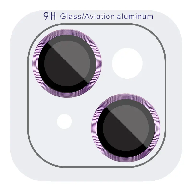 Защитное стекло Metal Classic на камеру (в упак.) для Apple iPhone 14 (6.1") / 14 Plus (6.7"), Фиолетовый / Purple, Закаленное стекло, купить оптом с доставкой