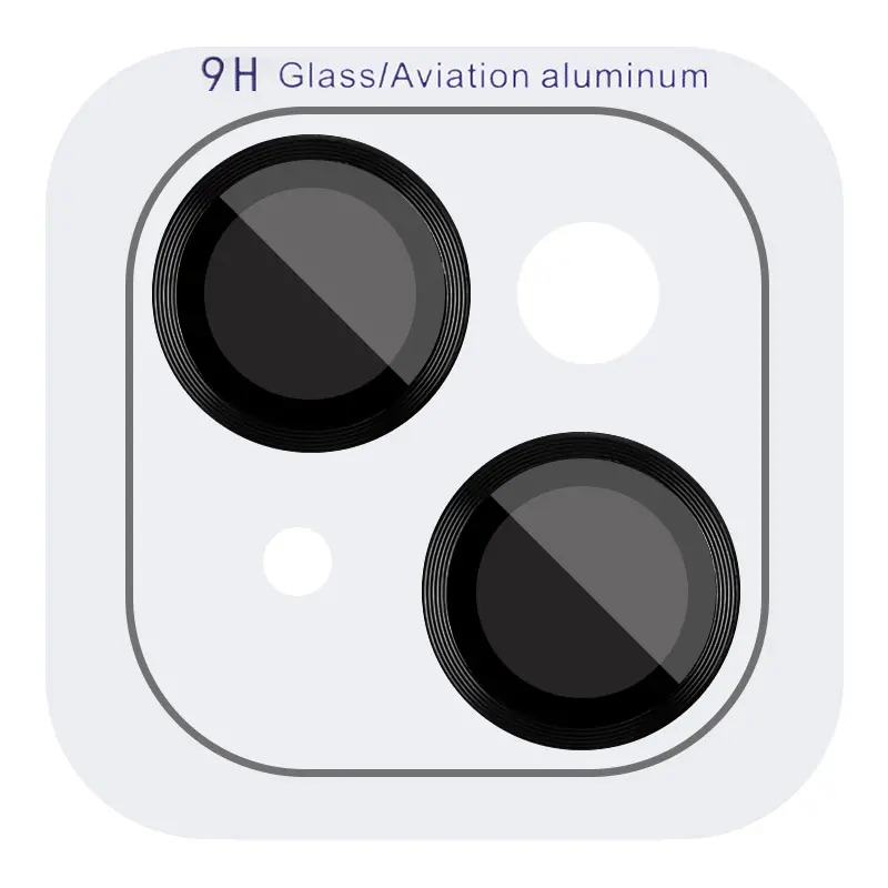 Защитное стекло Metal Classic на камеру (в упак.) для Apple iPhone 14 (6.1") / 14 Plus (6.7"), Черный / Midnight, Закаленное стекло, купить оптом с доставкой