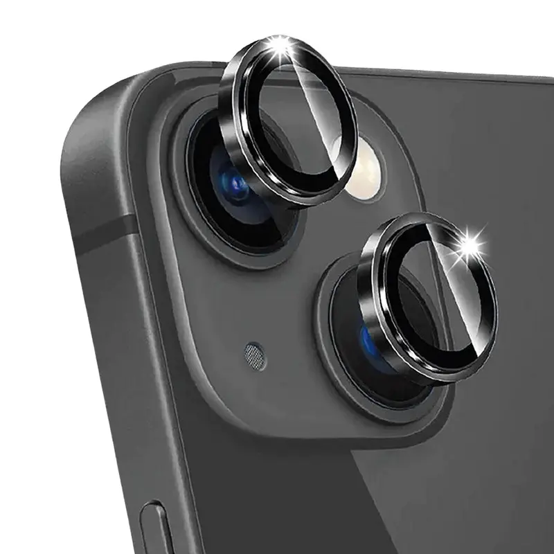 Защитное стекло Metal Classic на камеру (в упак.) для Apple iPhone 14 (6.1") / 14 Plus (6.7"), Черный / Midnight 3, Закаленное стекло, купить оптом с доставкой