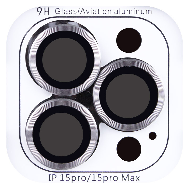 Защитное стекло Metal Classic на камеру (в упак.) для Apple iPhone 15 Pro (6.1) / 15 Pro Max (6.7) на картинке №3