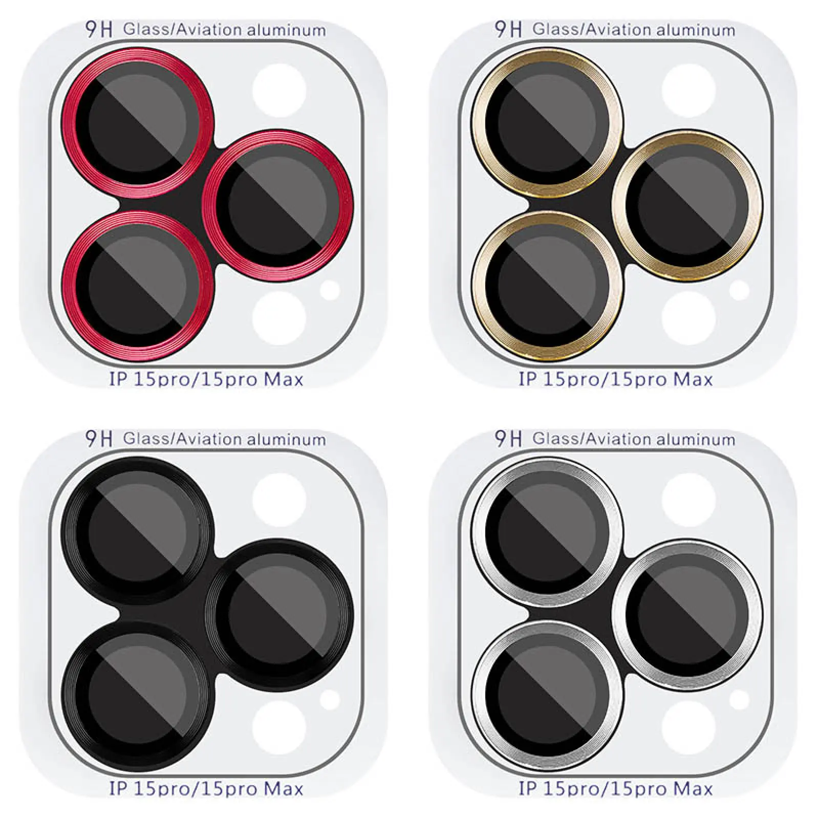 Уцінка Захисне скло Metal Classic на камеру (у упак.) для Apple iPhone 15 Pro (6.1")/15 Pro Max, Загартоване скло, купити оптом з доставкою