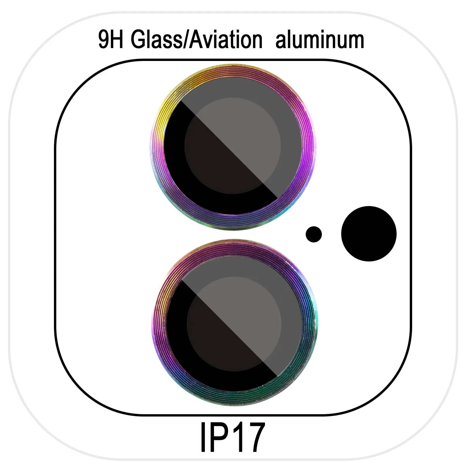 Захисне скло Metal Classic на камеру (у упак.) для Apple iPhone 17 (6.3"), Бузковий / Rainbow, Загартоване скло, купити оптом з доставкою