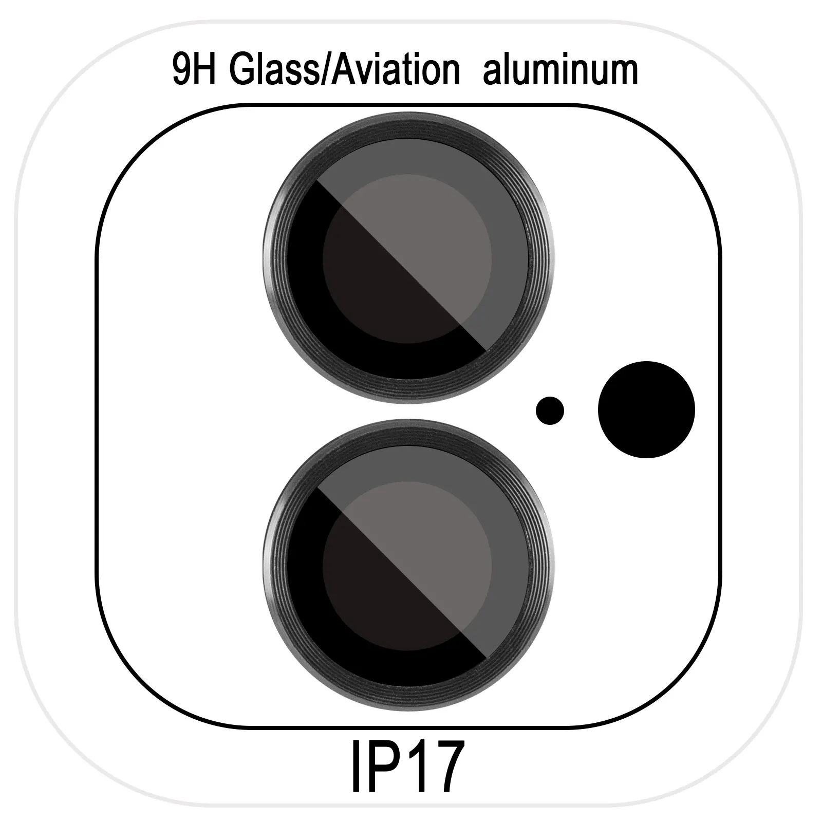 Захисне скло Metal Classic на камеру (у упак.) для Apple iPhone 17 (6.3"), Чорний / Black, Загартоване скло, купити оптом з доставкою