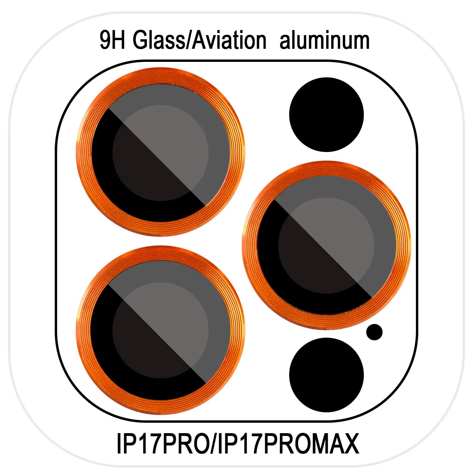 Защитное стекло Metal Classic на камеру (в упак.) для Apple iPhone 17 Pro (6.3") / 17 Pro Max (6.9"), Оранжевый / Orange, Закаленное стекло, купить оптом с доставкой