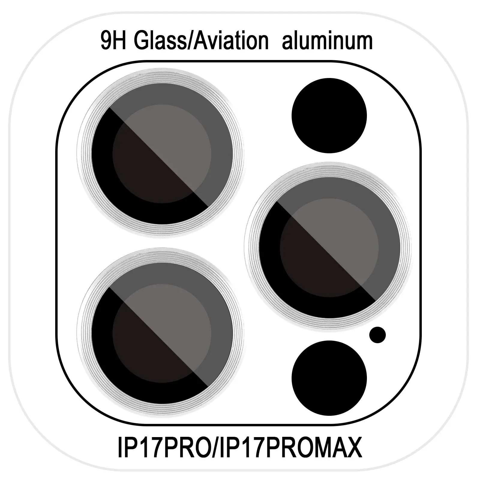 Защитное стекло Metal Classic на камеру (в упак.) для Apple iPhone 17 Pro (6.3") / 17 Pro Max (6.9"), Серебряный / Silver, Закаленное стекло, купить оптом с доставкой