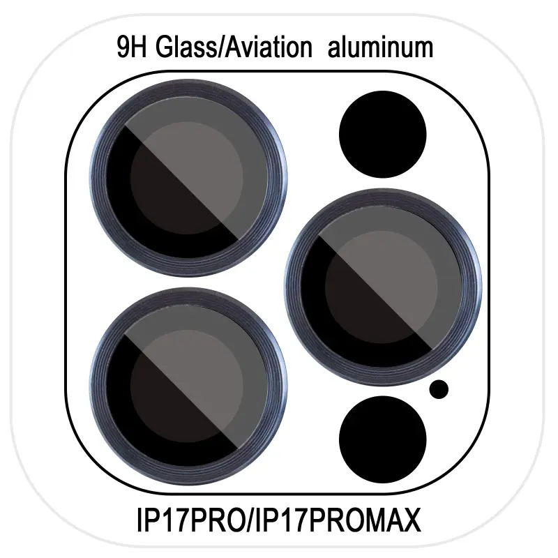 Защитное стекло Metal Classic на камеру (в упак.) для Apple iPhone 17 Pro (6.3") / 17 Pro Max (6.9"), Синий / Dark Blue, Закаленное стекло, купить оптом с доставкой