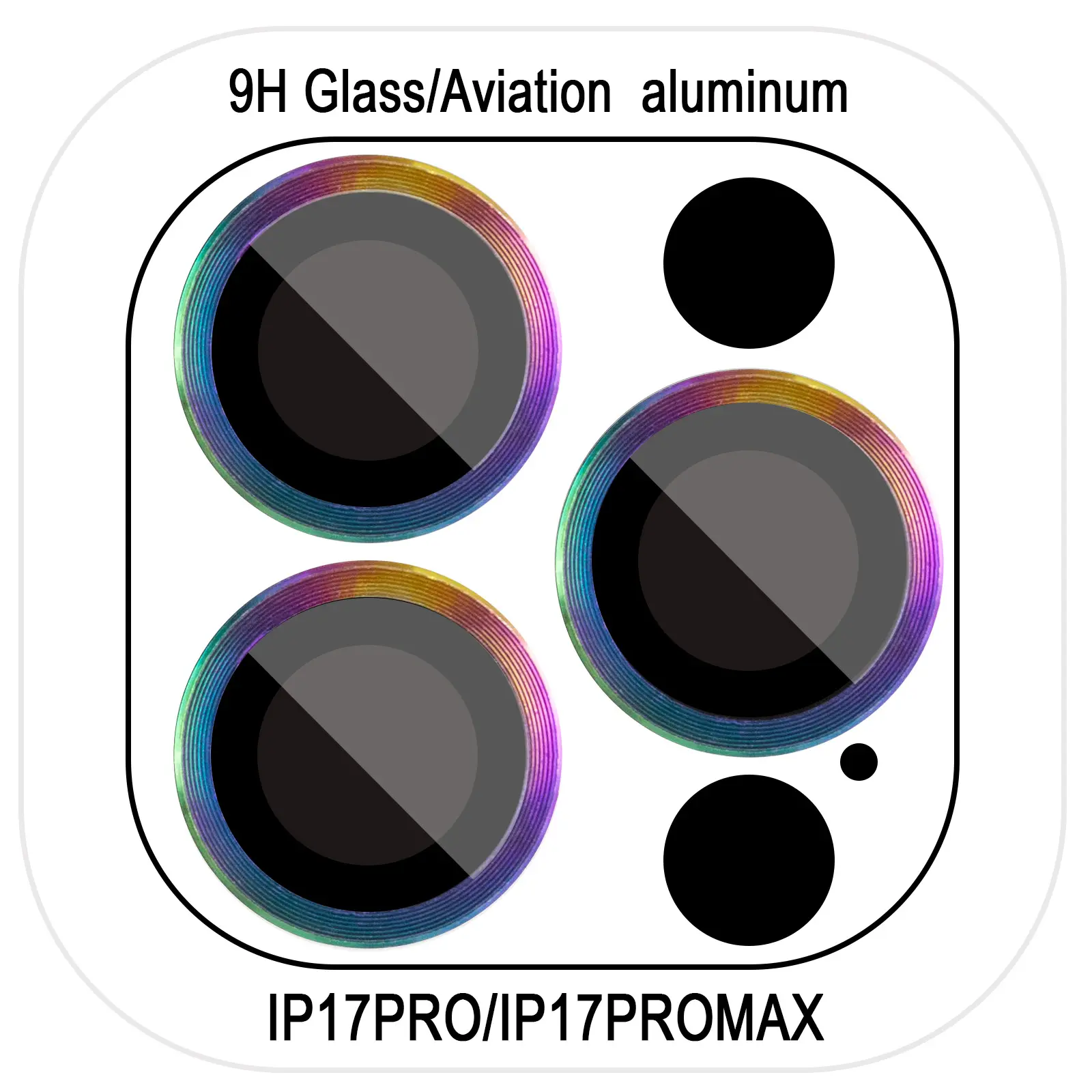 Защитное стекло Metal Classic на камеру (в упак.) для Apple iPhone 17 Pro (6.3") / 17 Pro Max (6.9"), Сиреневый / Rainbow, Закаленное стекло, купить оптом с доставкой