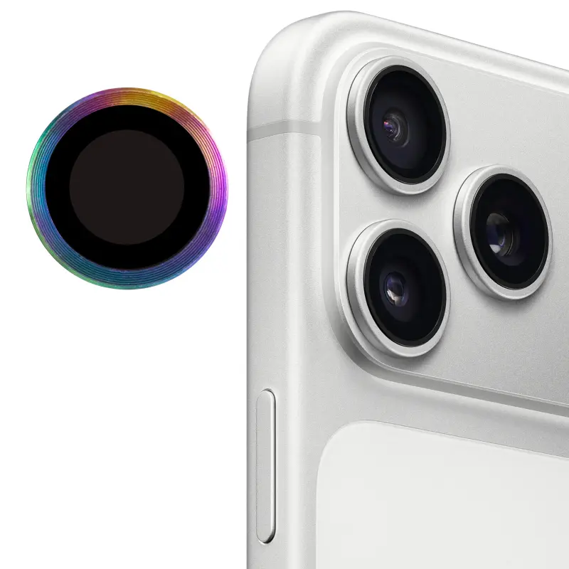 Защитное стекло Metal Classic на камеру (в упак.) для Apple iPhone 17 Pro (6.3") / 17 Pro Max (6.9"), Сиреневый / Rainbow 2, Закаленное стекло, купить оптом с доставкой