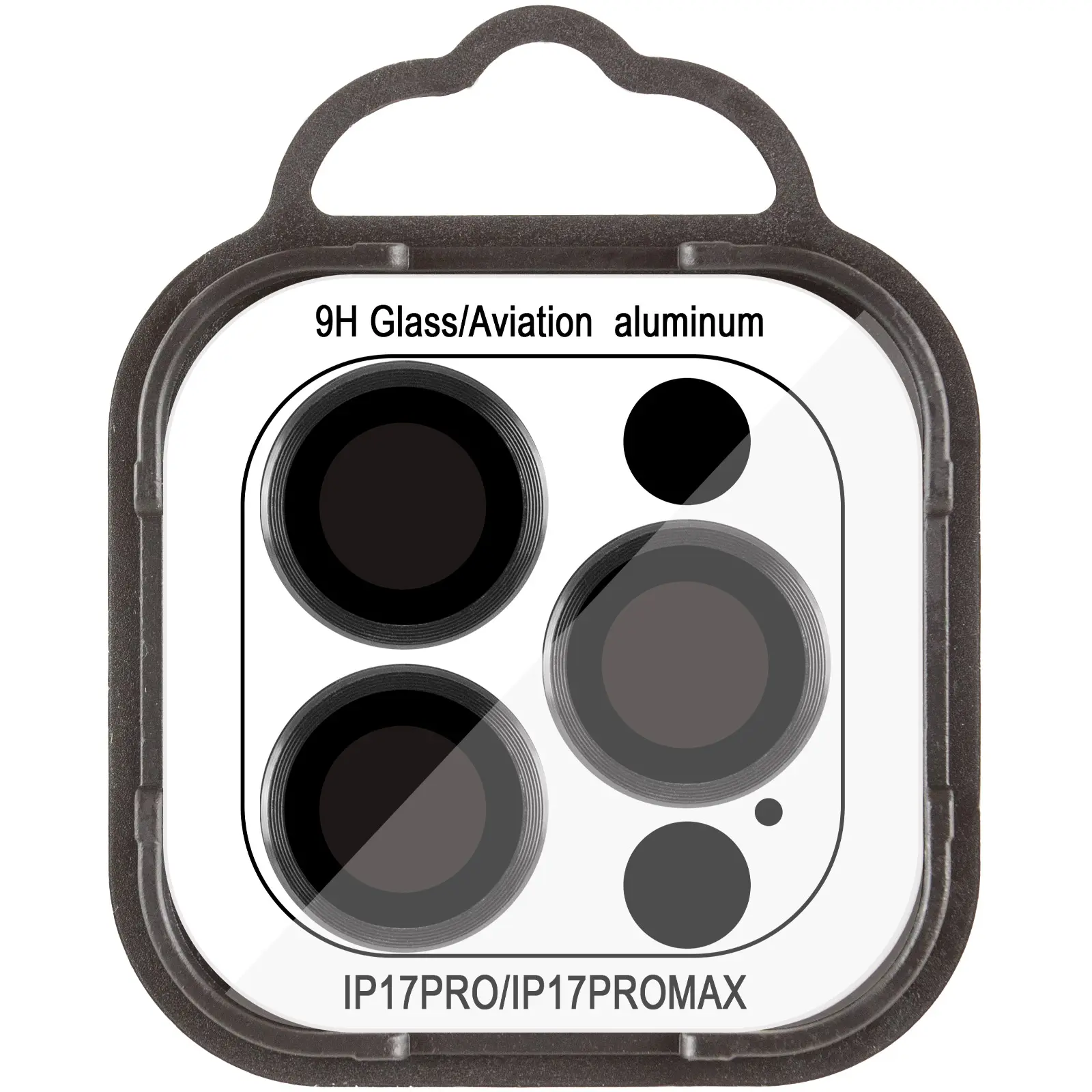 Защитное стекло Metal Classic на камеру (в упак.) для Apple iPhone 17 Pro (6.3") / 17 Pro Max (6.9"), Черный / Black 1, Закаленное стекло, купить оптом с доставкой