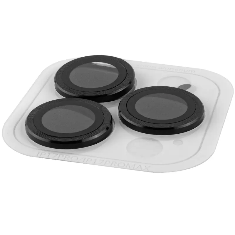 Защитное стекло Metal Classic на камеру (в упак.) для Apple iPhone 17 Pro (6.3") / 17 Pro Max (6.9"), Черный / Black 2, Закаленное стекло, купить оптом с доставкой