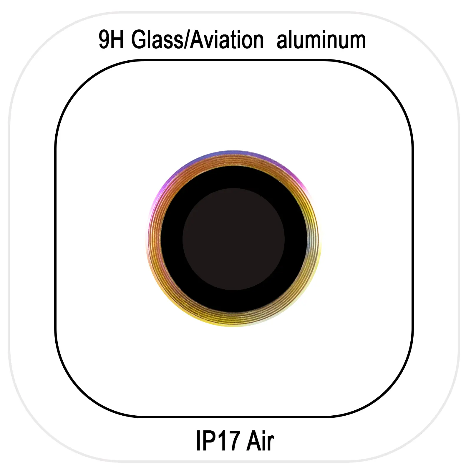 Защитное стекло Metal Classic на камеру (в упак.) для Apple iPhone 17 Air (6.5"), Сиреневый / Rainbow, Закаленное стекло, купить оптом с доставкой
