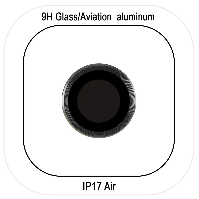 Защитное стекло Metal Classic на камеру (в упак.) для Apple iPhone 17 Air (6.5"), Черный / Black, Закаленное стекло, купить оптом с доставкой