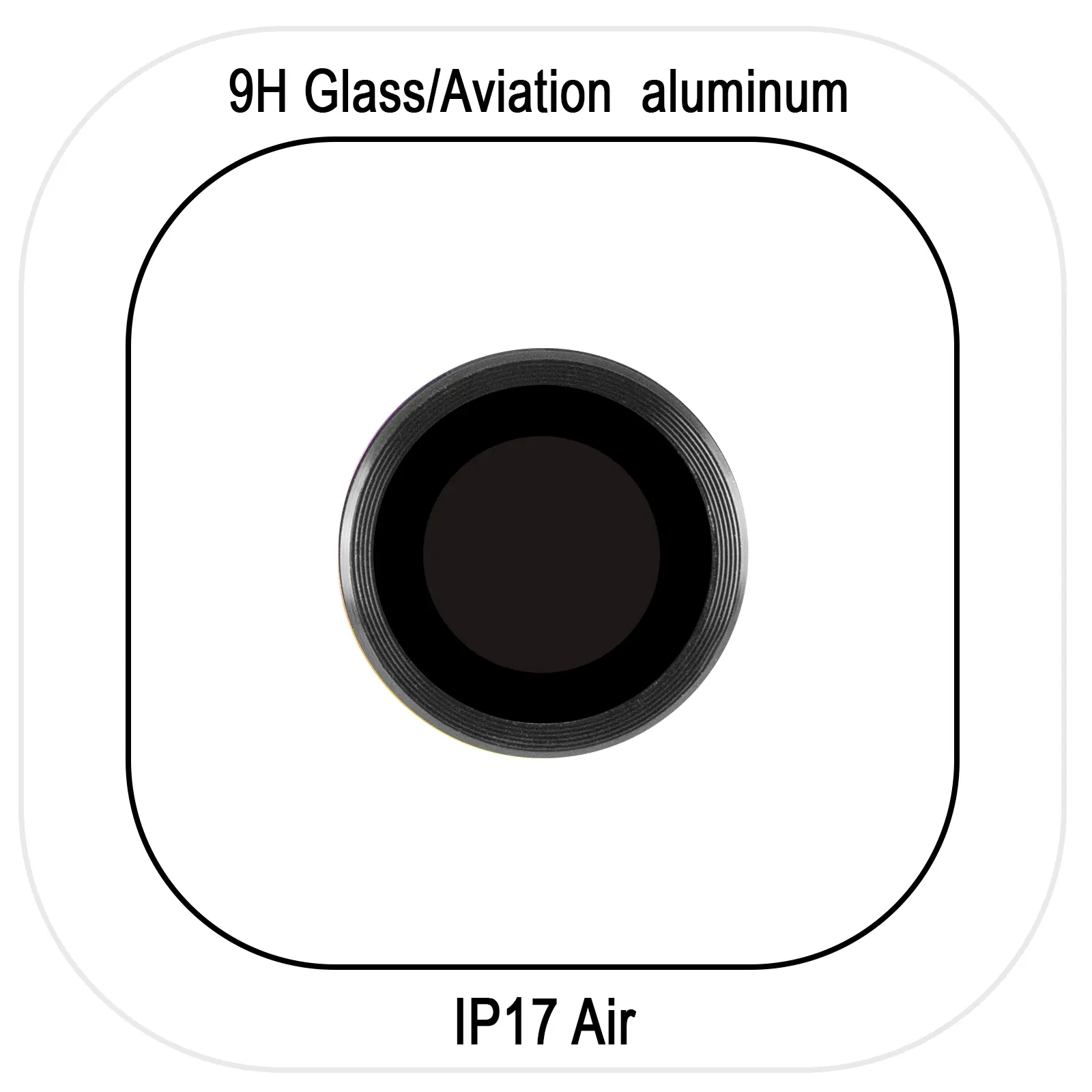 Защитное стекло Metal Classic на камеру (в упак.) для Apple iPhone 17 Air (6.5"), Черный / Black, Закаленное стекло, купить оптом с доставкой