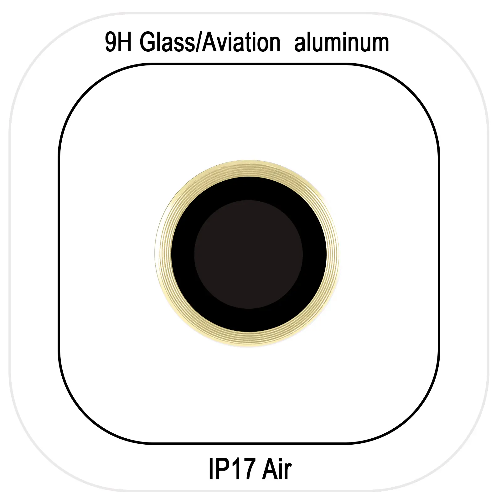 Защитное стекло Metal Classic на камеру (в упак.) для Apple iPhone 17 Air (6.5"), Золотой / Light Gold, Закаленное стекло, купить оптом с доставкой