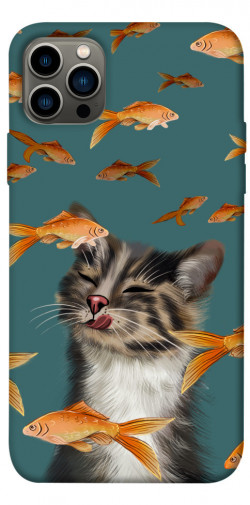 Чехол itsPrint Cat with fish для Apple iPhone 12 Pro (6.1")