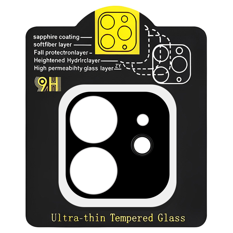 Защитное стекло на камеру Full Block (тех.пак) для Apple iPhone 12 (6.1) на картинке №1