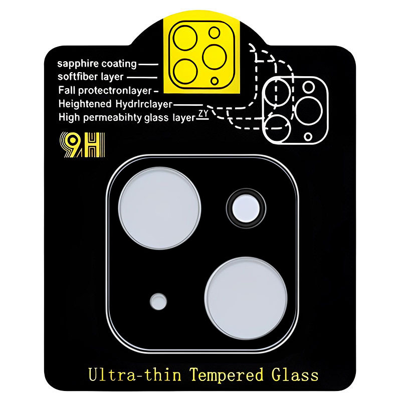 Захисне скло на камеру Full Block (тех.пак) для Apple iPhone 15 (6.1) / 15 Plus (6.7) на малюнкі №1