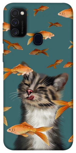 Чохол itsPrint Cat with fish для Samsung Galaxy M30s / M21