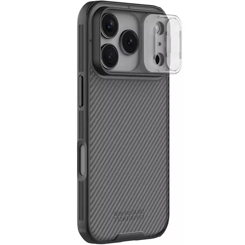 Карбоновая накладка Nillkin CamShield Pro для Apple iPhone 17 Pro (6.3"), Transparent black, Пластик, купить оптом с доставкой