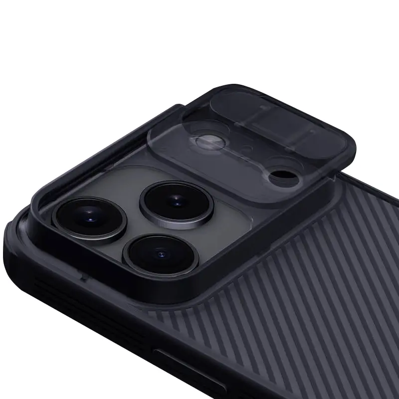Карбоновая накладка Nillkin CamShield Pro для Apple iPhone 17 Pro (6.3"), Transparent black 3, Пластик, купить оптом с доставкой