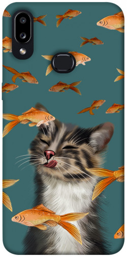 Чохол itsPrint Cat with fish для Samsung Galaxy A10s